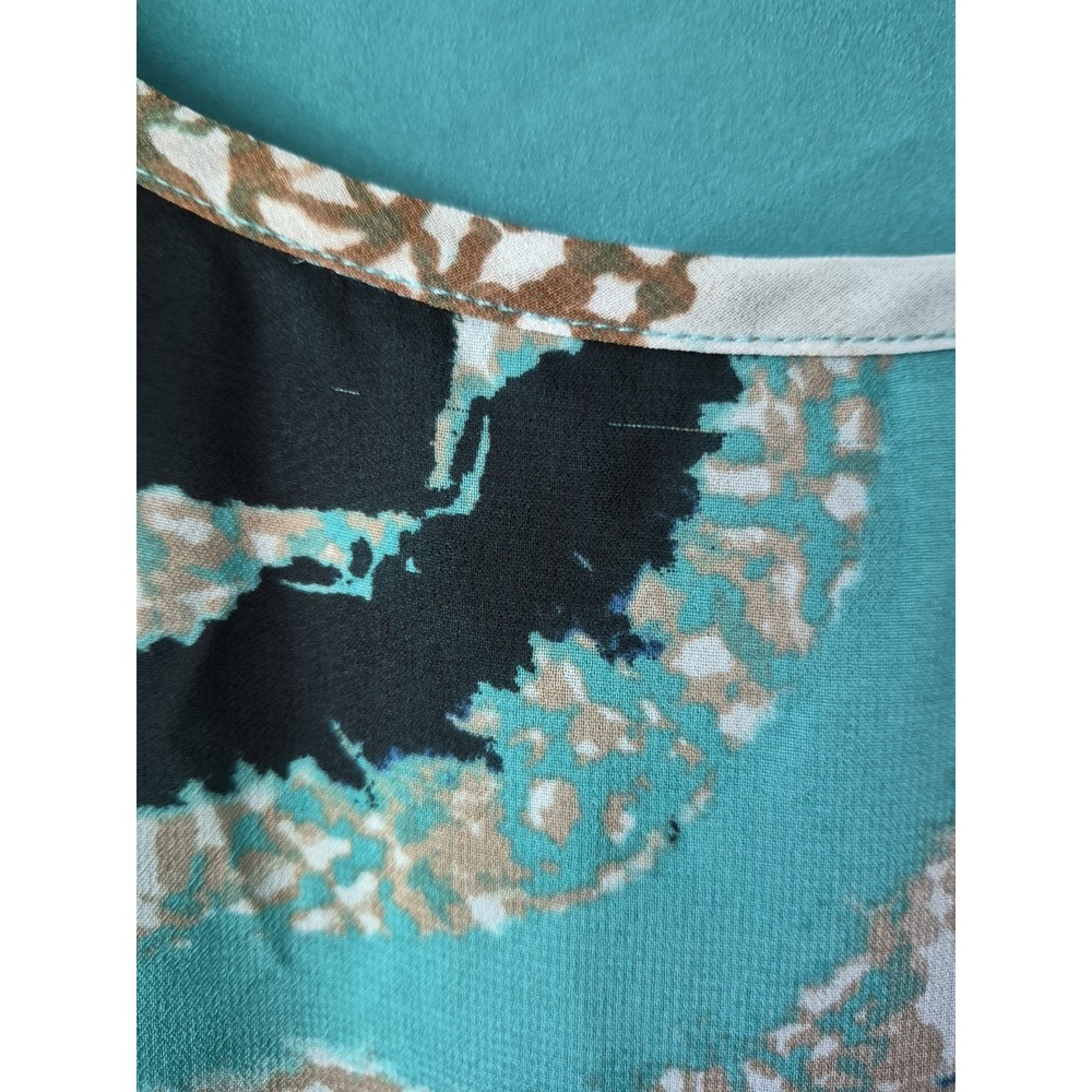 Dana Buchman Women's Short Sleeve Double‎ Layer Top Aqua/Black Round Neck Size L - Picture 7 of 7
